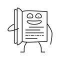 learn book character line icon vector illustration