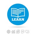 Learn Book sign icon. Education symbol.