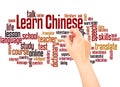 Learn Chinese word cloud hand writing concept Royalty Free Stock Photo