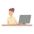 Learn coding icon cartoon vector. Computer education