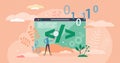 Learn coding vector illustration. IT education in flat tiny person concept.