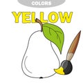 Learn colors. Educational game to color pear vector illustration