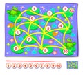 Learn count numbers. Math education for little children. Draw the line from 1 to 10. IQ test. Logic puzzle game with labyrinth.
