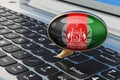 Learn Dari and Pashto online concept. Speech balloon with Afghan flag, 3D rendering