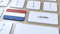 Learn Dutch Language Concept. Online Study Courses. Button with Text on Keyboard. 3D Illustration Royalty Free Stock Photo