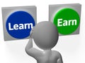 Learn Earn Buttons Show Career Or Training