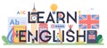 Learn english class typographic header. Study foreign languages in school