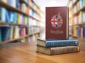 Learn English concept. English dictionary book or textbok with f Royalty Free Stock Photo