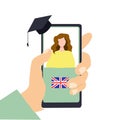 Learn English online on a smartphone
