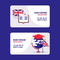 Learn English teachers vector visiting card. Educational course of foreign language. Used for studying, english lessons