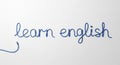 Learn english text made from blue cable with usb plug. Concept of language education, online learning, and digital communication Royalty Free Stock Photo