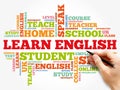 Learn English word cloud collage, education concept