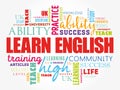 Learn English word cloud collage Royalty Free Stock Photo