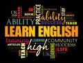 Learn English word cloud collage, education concept Royalty Free Stock Photo