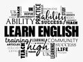 Learn English word cloud collage Royalty Free Stock Photo