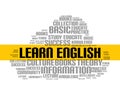 Learn english word cloud course. Education language school online lesson foreign language Royalty Free Stock Photo