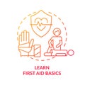 Learn first aid basics red gradient concept icon