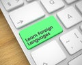 Learn Foreign Languages - Text on the Green Keyboard Key. 3D.