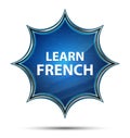 Learn French magical glassy sunburst blue button