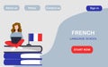 Learn French Online Landing Page Template. Royalty Free Stock Photo