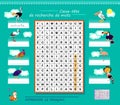 LEARN FRENCH. Word search puzzle. Logic game with birds for study French. Find the words and write the letters. Printable