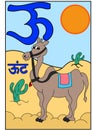 Learn hindi language alphabets for kindergarten preschool and beginners Letter vowel that sound uu. camel in desert cute cartoon