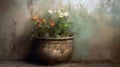 Create Flower Pot Image In The Style Of Camille Vivier And Other Artists