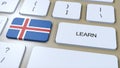Learn Icelandic Language Concept. Online Study Courses. Button with Text on Keyboard. 3D Illustration Royalty Free Stock Photo