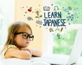 Learn Japanese text with little girl