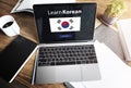 Learn Korean Language Online Education Concept