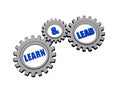 Learn and lead in silver grey gears Royalty Free Stock Photo