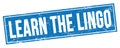 LEARN THE LINGO text on blue grungy rectangle stamp Royalty Free Stock Photo