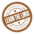 LEARN THE LINGO text on brown round grungy stamp Royalty Free Stock Photo