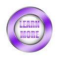 Learn more text. Purple button icon. Information action symbol. Vector discovery element Royalty Free Stock Photo