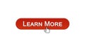 Learn more web interface button clicked with mouse cursor, wine red, webinar