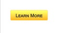 Learn more web interface button orange color, education online program, webinar Royalty Free Stock Photo