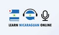 Learn Nicaraguan online banner. Online education. Vector EPS 10. Isolated on background