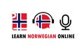 Learn Norwegian online banner. Learning foreign language. Online education. Vector EPS 10. Isolated on white background