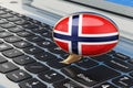 Learn Norwegian online concept. Speech balloon with Norwegian flag, 3D rendering