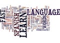 Learn Spanish Fast Text Background Word Cloud Concept