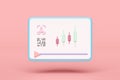 Learn about stocks online with tablet, charts, graph, face, qr code scanner isolated on pink background. identity verification, e- Royalty Free Stock Photo