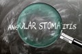 Learn, study and inspect Angular Stomatitis. A magnifying glass enlarging word \'angular stomatitis\' written on