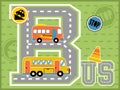 Learn to alphabet with buses cartoon vector