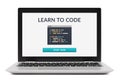 Learn to code concept on laptop computer screen