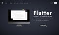 Learn to code Flutter Mobile UI Framework on computer screen, programming language code illustration. Vector on isolated white Royalty Free Stock Photo