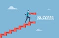 Learn to fail as path to achieve goal concept, Improve from failure build up stair to success, strive businessman build stair to Royalty Free Stock Photo