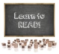 Learn to lead concept on blackboard with wooden Royalty Free Stock Photo