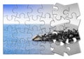 Learn to manage anxiety and stress to rebuild the inner serenity - concept image in jigsaw puzzle shape