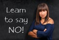Learn to say no teacher threatening brunette woman crossed arms