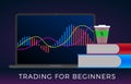 Learn trading for beginners in forex markets, financial stock or cryptocurrencies concept. A laptop with trade macd on the screen
